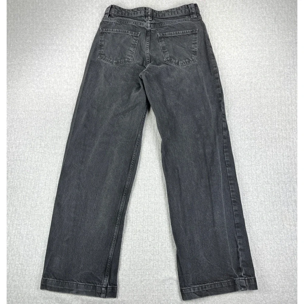Zara baggy wide leg  Denim Jeans Women 2/26X29 Black High Rise Studded Y2K 90s‎